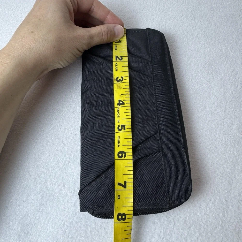 Travelon RFID Blocking Zip Around Nylon Wallet Black Card Slots Coin Pocket ID